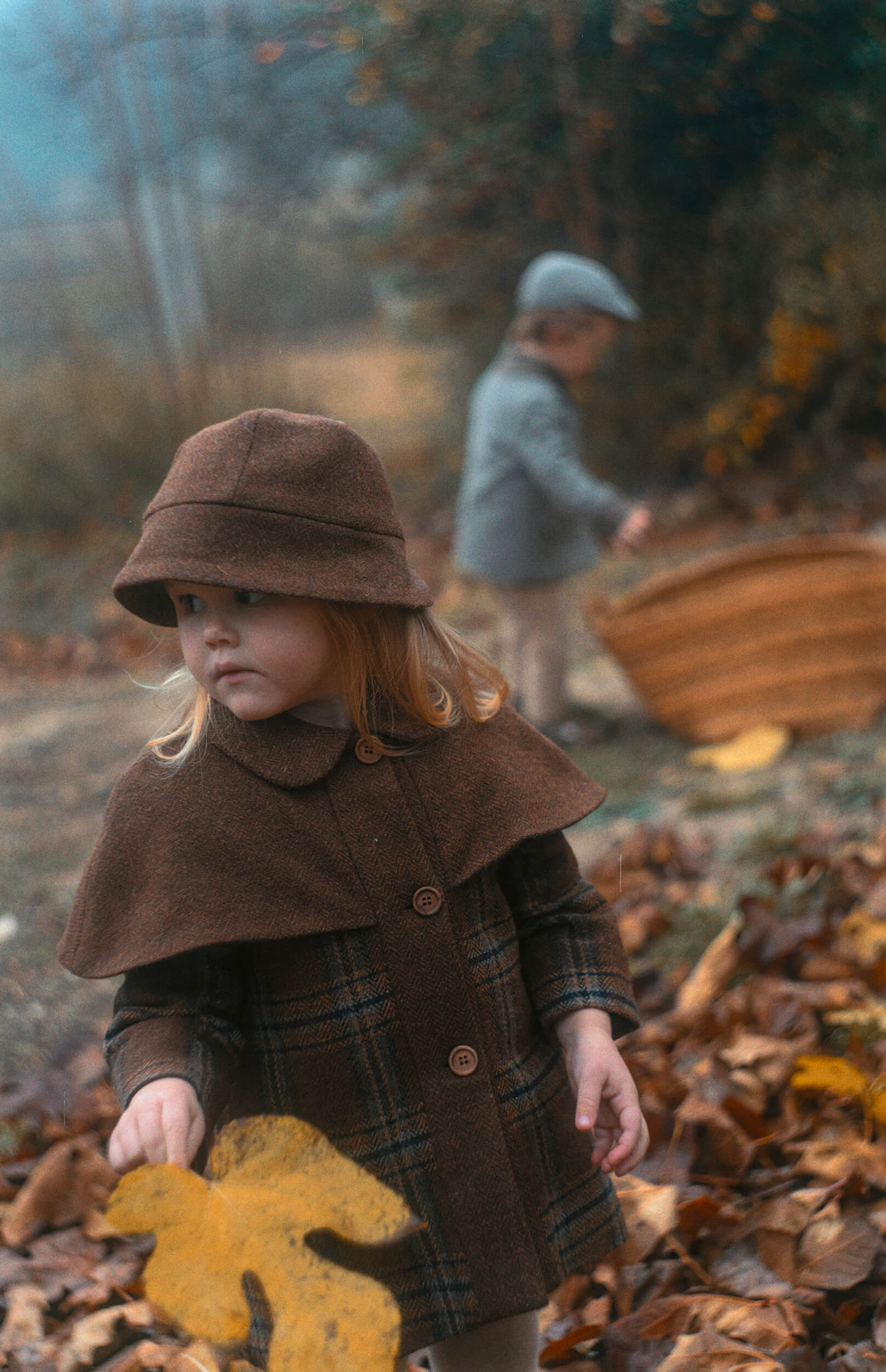 <Popelin> Mod.60.1 - Brown plaid woollen cape coat　