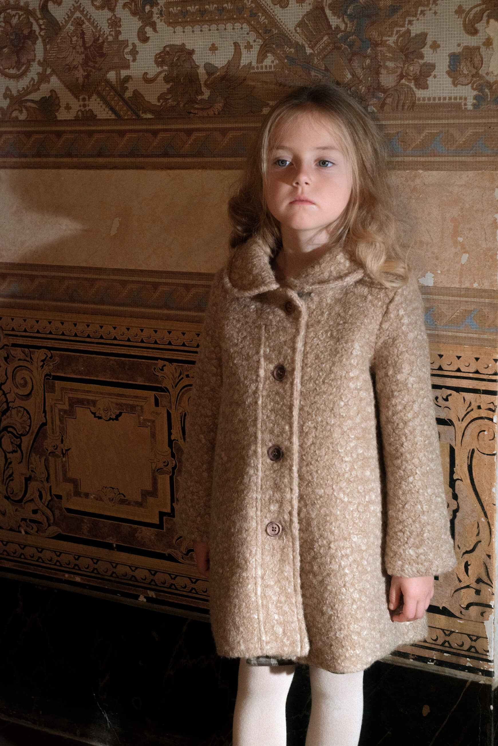 <Popelin> Mod.61.3 - Camel faux fur coat with yoke　