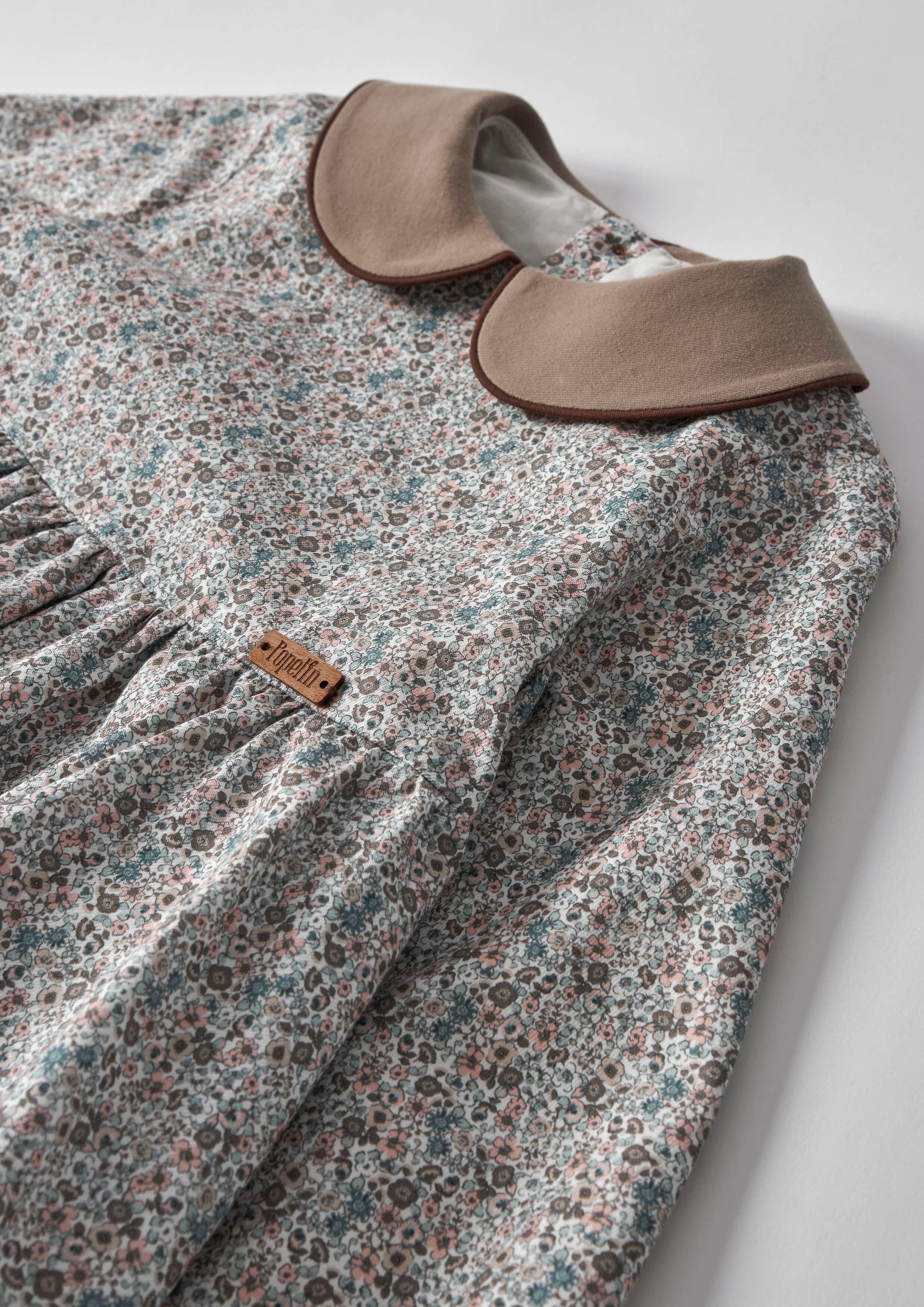 <Popelin> Mod.3.2 - Micro-flower romper suit with double layer skirt and baby collar