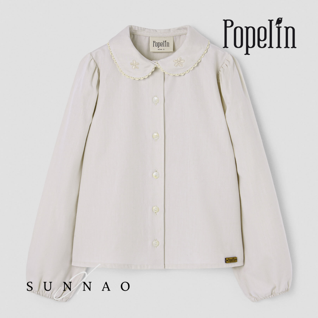 <Popelin> Mod.15.1 - Off-white blouse with embroidered baby collar　