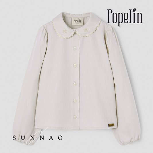<Popelin> Mod.15.1 - Off-white blouse with embroidered baby collar　