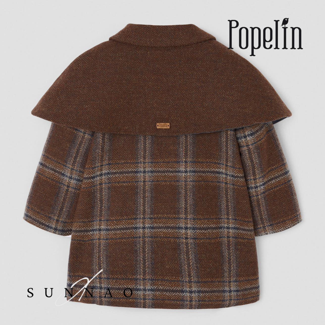 <Popelin> Mod.60.1 - Brown plaid woollen cape coat　