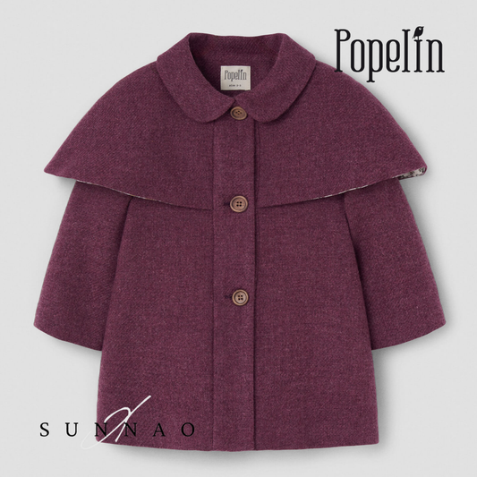 <Popelin> Mod.60.2 - Wine red woollen cape coat　
