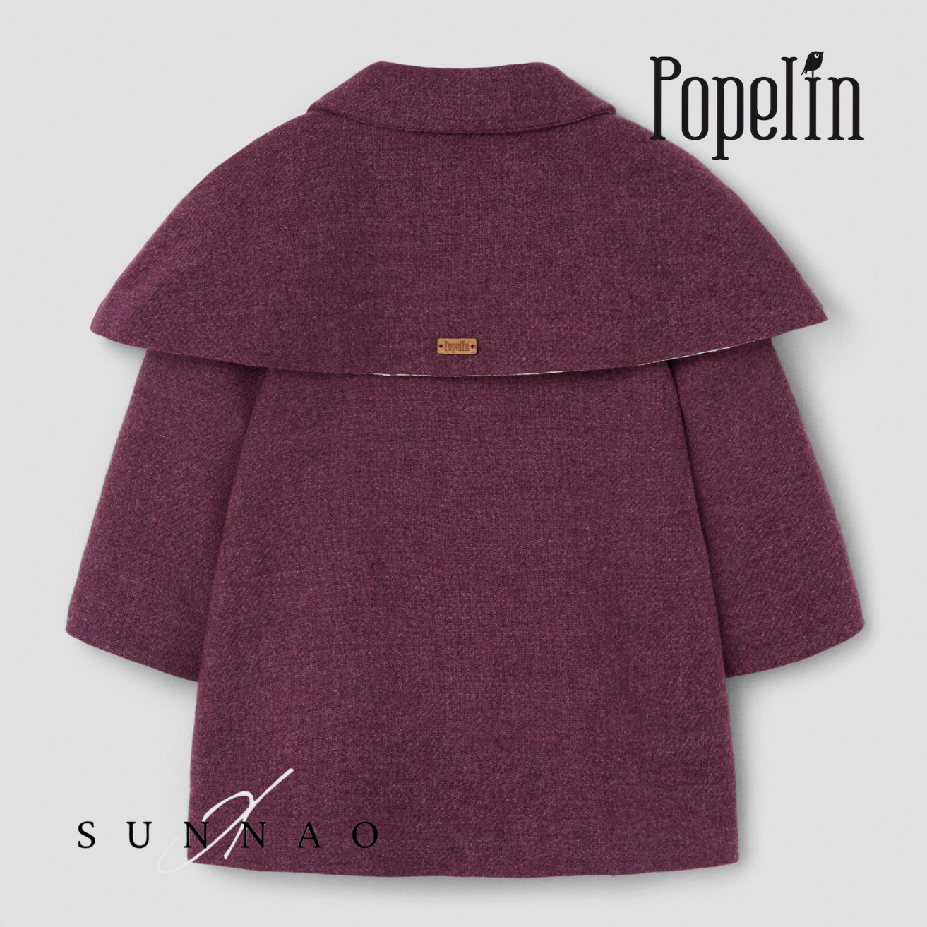 <Popelin> Mod.60.2 - Wine red woollen cape coat　