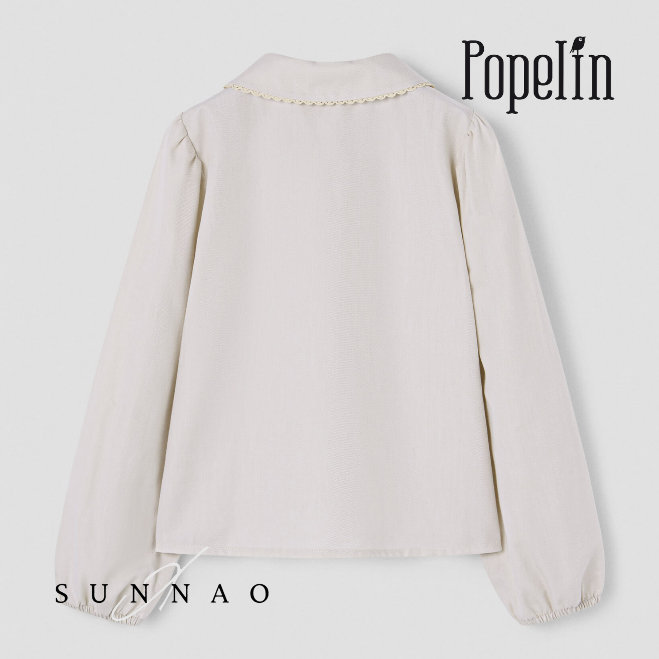 <Popelin> Mod.15.1 - Off-white blouse with embroidered baby collar　