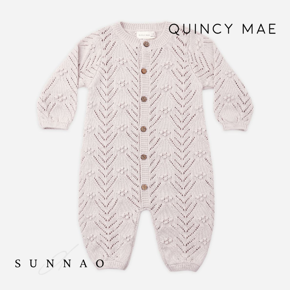 <Quincy mae> LONG SLEEVE BUBBLE ROMPER LILAC MIST