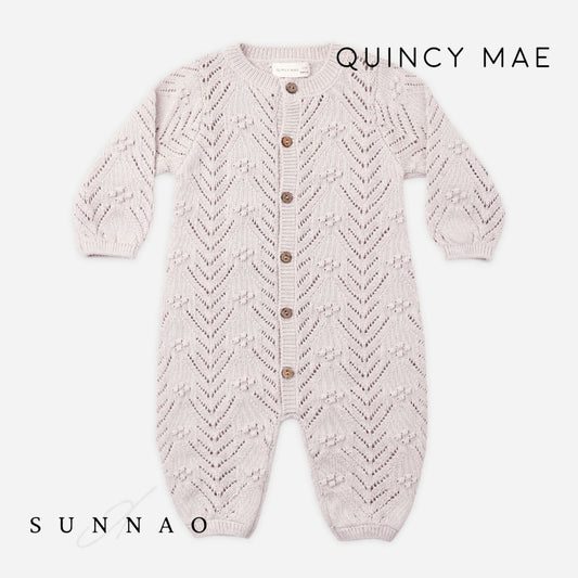 <Quincy mae> LONG SLEEVE BUBBLE ROMPER LILAC MIST