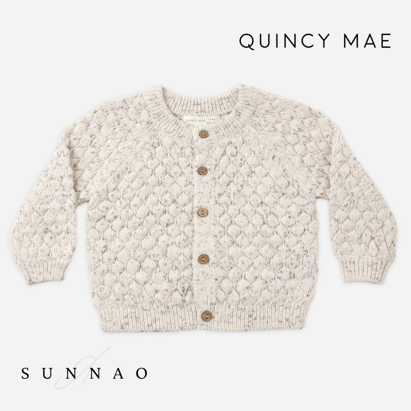 <Quincy mae> BUBBLE KNIT CARDIGAN NATURAL CONFETTI　
