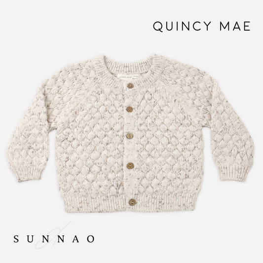 <Quincy mae> BUBBLE KNIT CARDIGAN NATURAL CONFETTI　