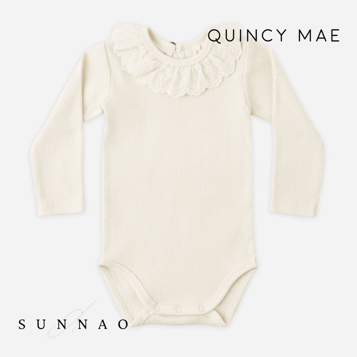 <Quincy mae> RUFFLE COLLAR BODYSUIT NATURAL　