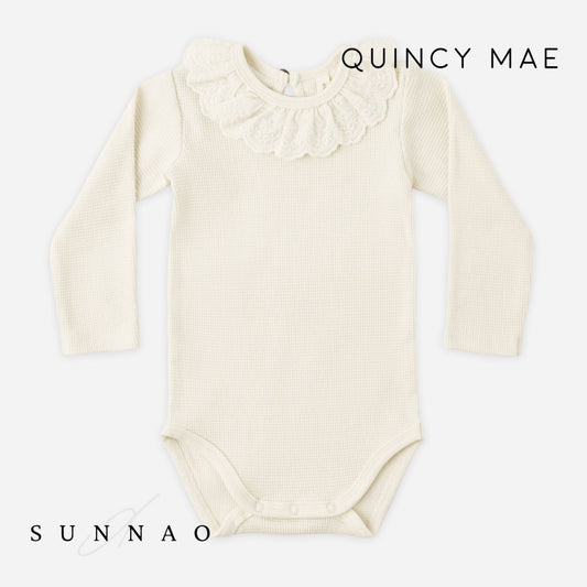 <Quincy mae> RUFFLE COLLAR BODYSUIT NATURAL　