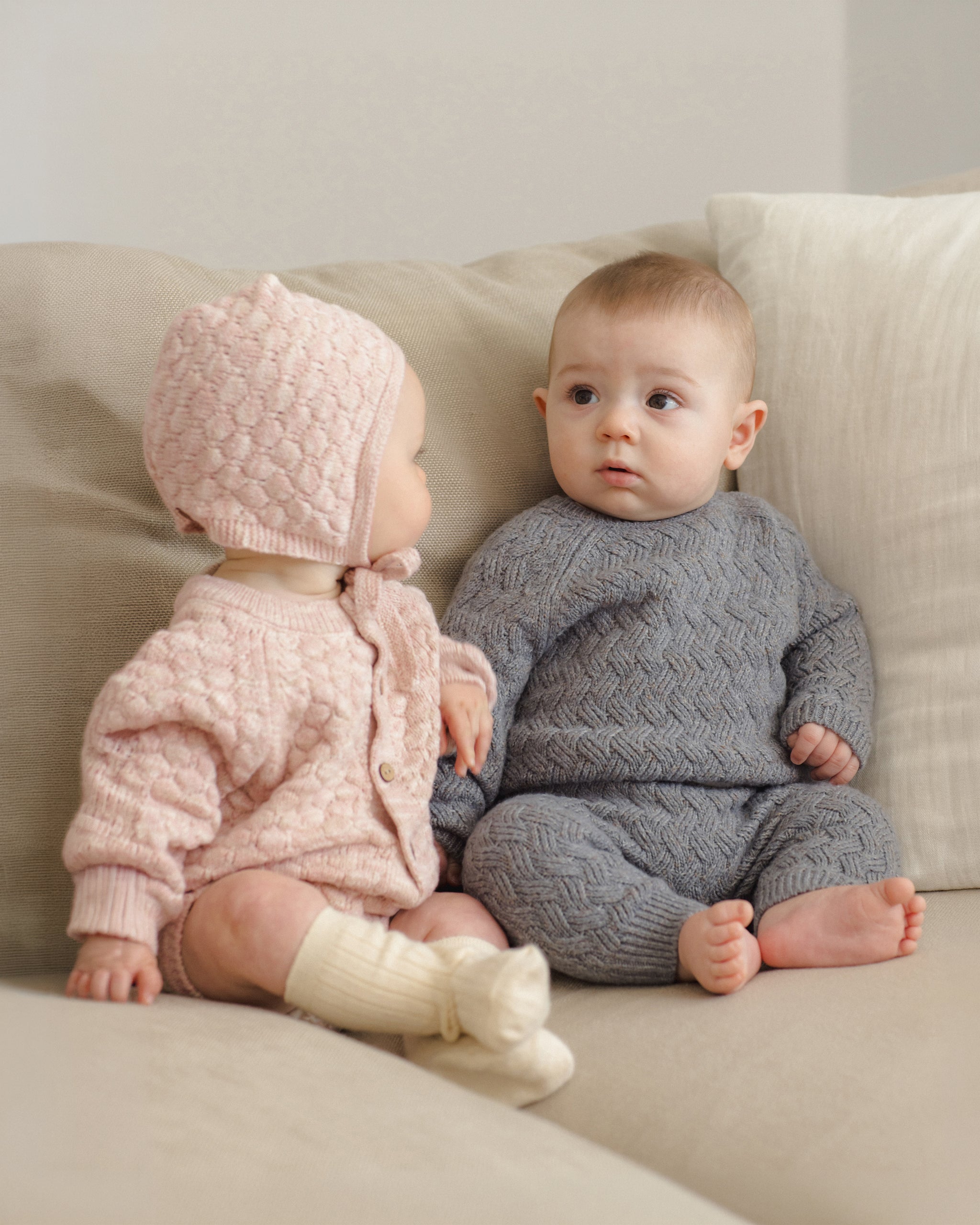 <Quincy mae> KNIT BLOOMER DUSTY ROSE SPECKLE　