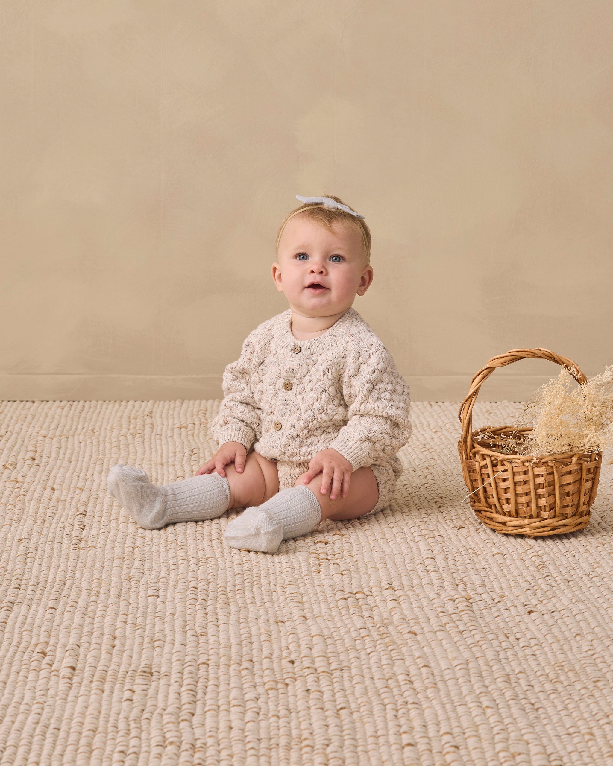 <Quincy mae> BUBBLE KNIT CARDIGAN NATURAL CONFETTI　