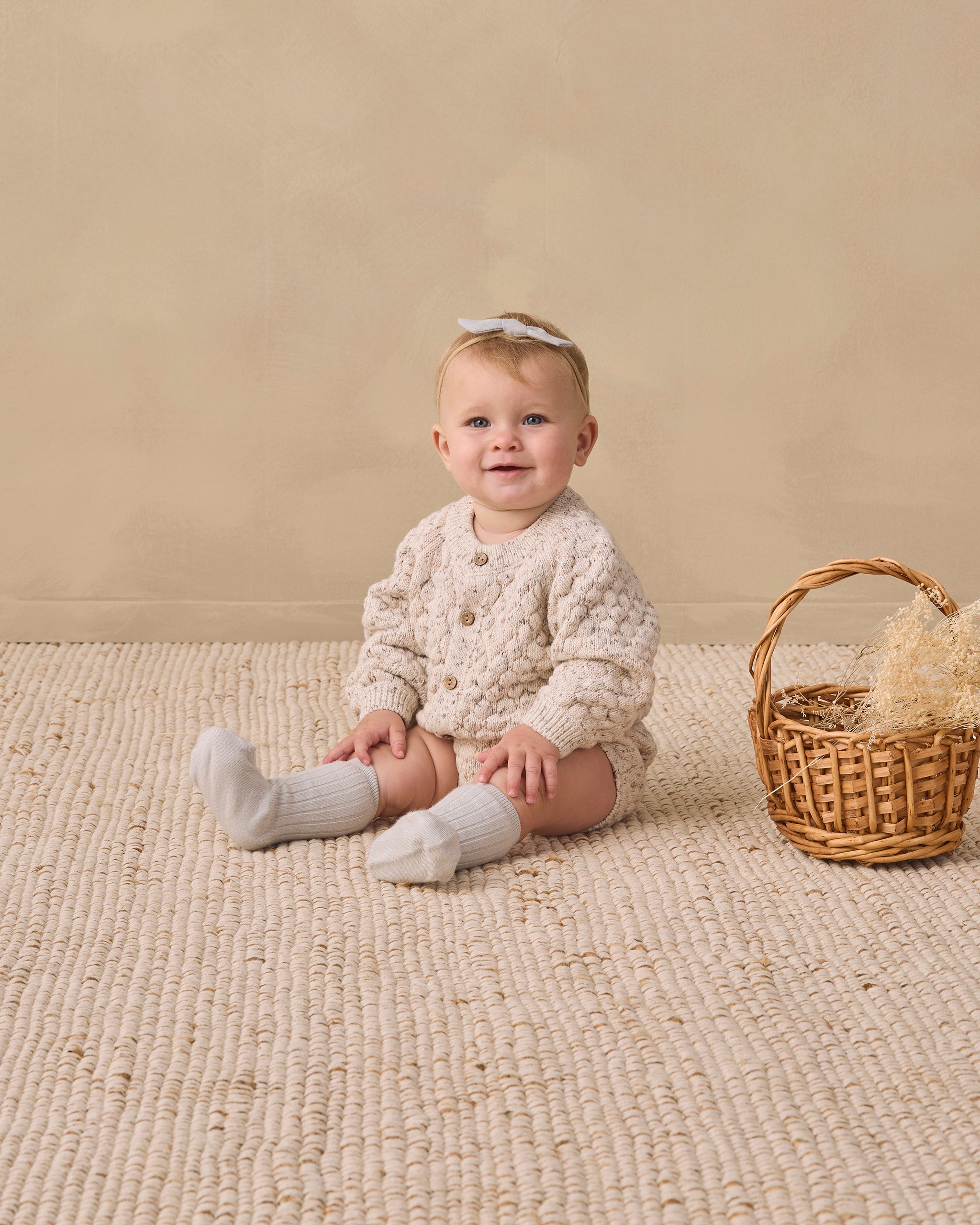 <Quincy mae> BUBBLE KNIT CARDIGAN NATURAL CONFETTI　