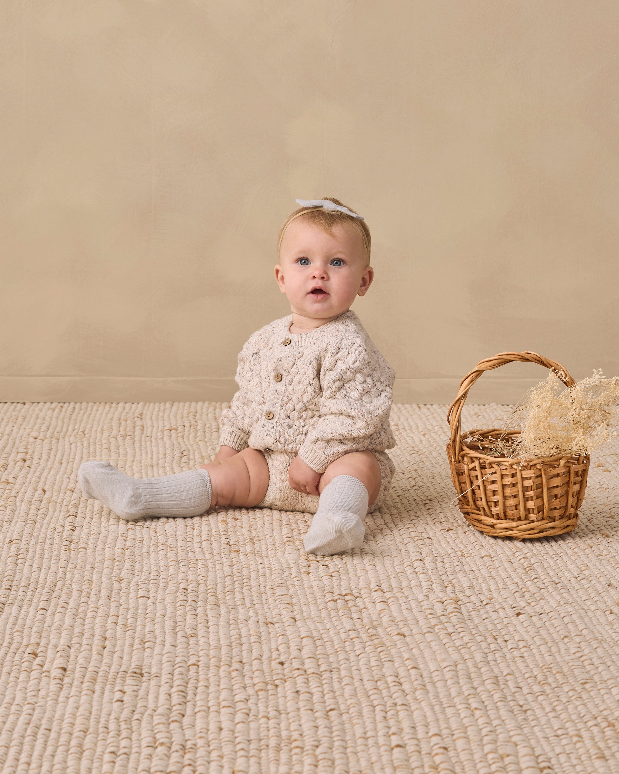 <Quincy mae> BUBBLE KNIT CARDIGAN NATURAL CONFETTI　