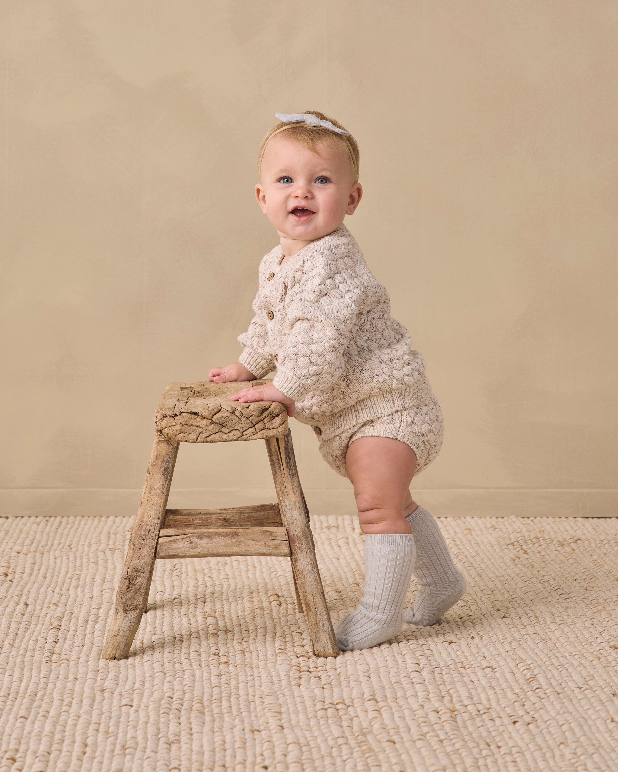<Quincy mae> BUBBLE KNIT CARDIGAN NATURAL CONFETTI　