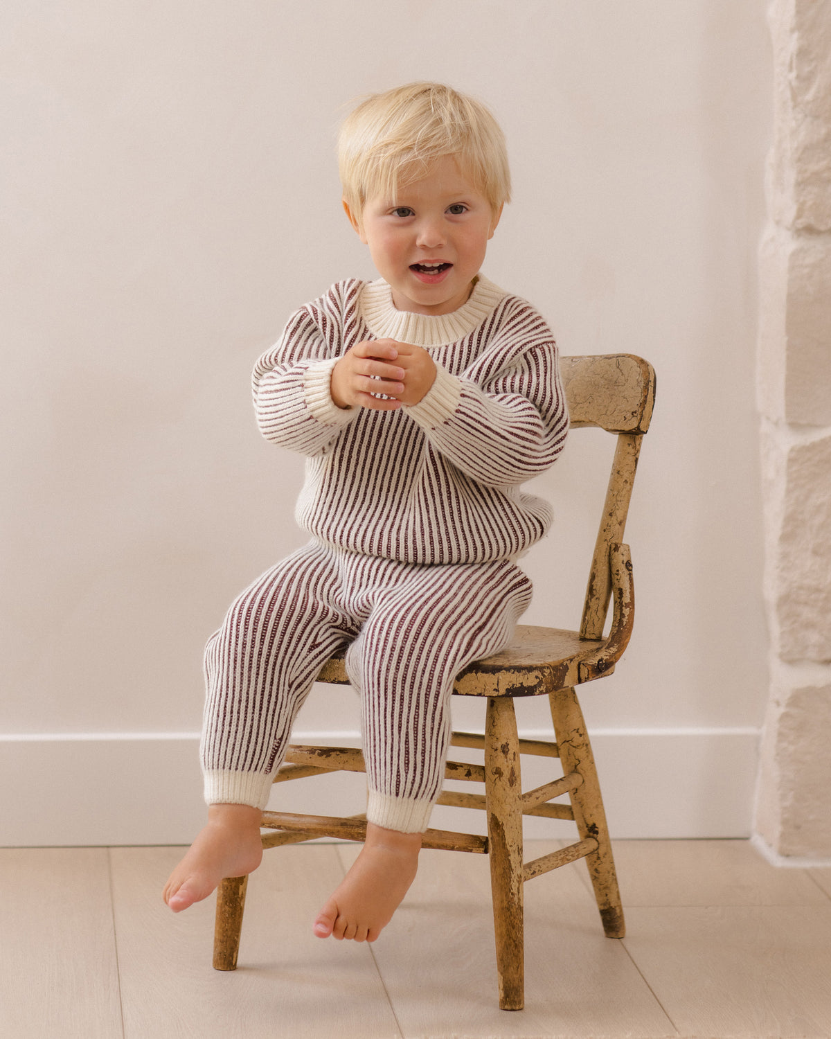 <Quincy mae> RELAXED KNIT SWEATER MIDNIGHT STRIPE