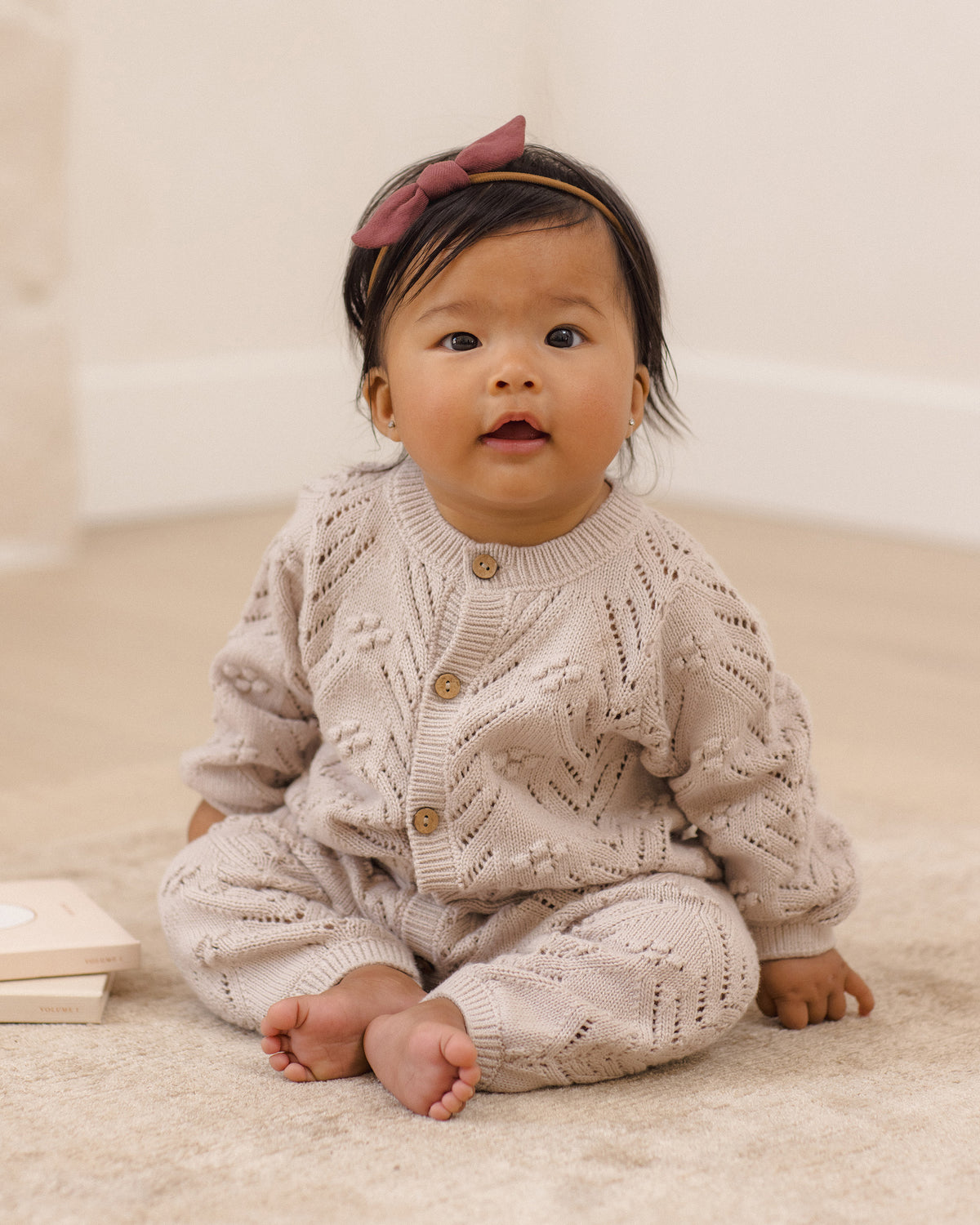 <Quincy mae> LONG SLEEVE BUBBLE ROMPER LILAC MIST