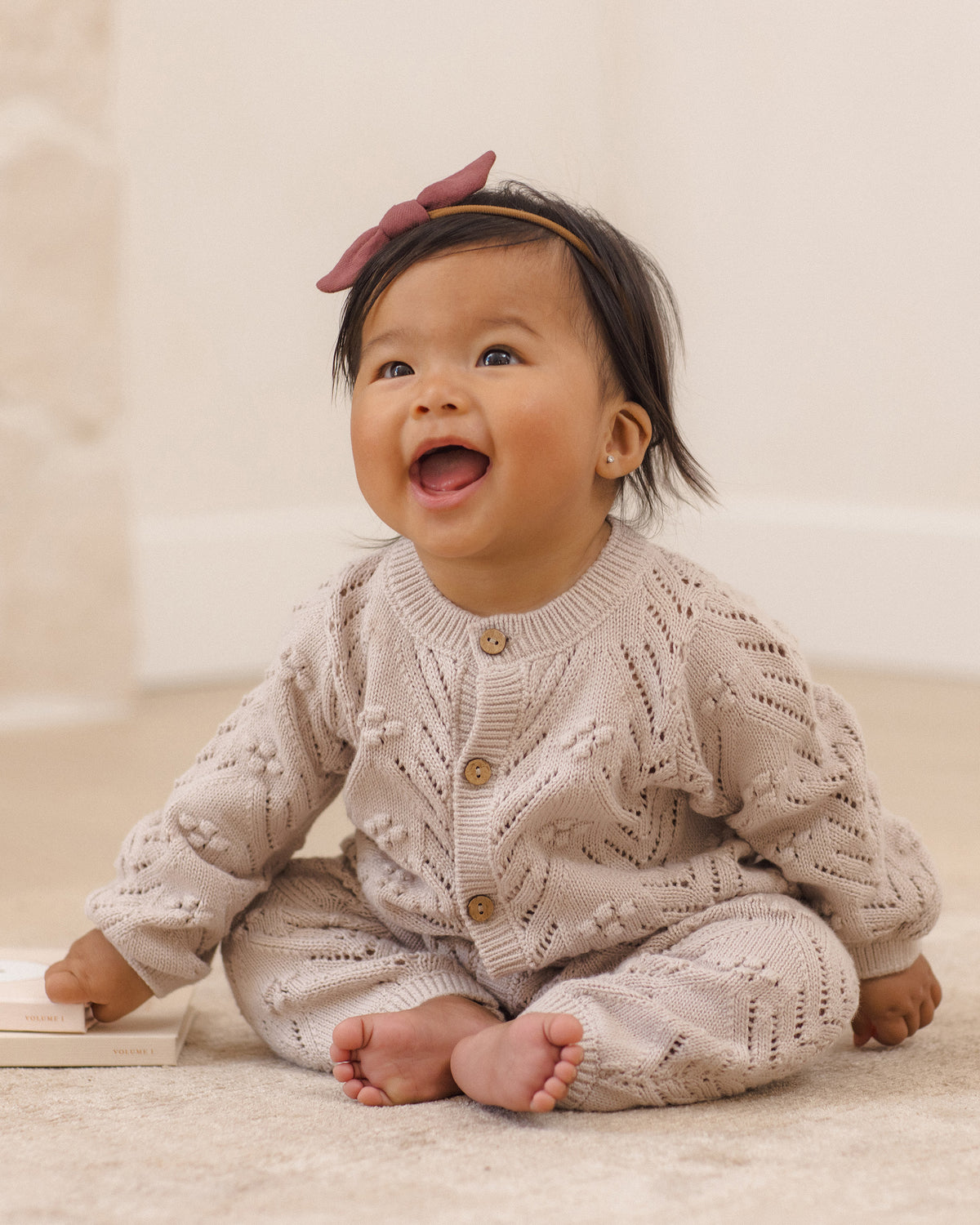 <Quincy mae> LONG SLEEVE BUBBLE ROMPER LILAC MIST