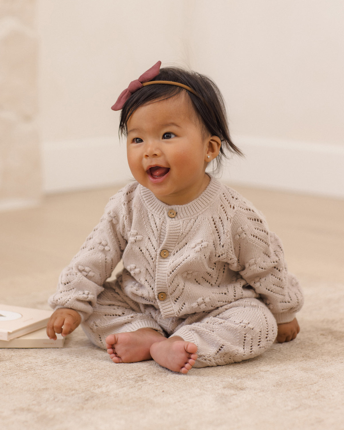 <Quincy mae> LONG SLEEVE BUBBLE ROMPER LILAC MIST