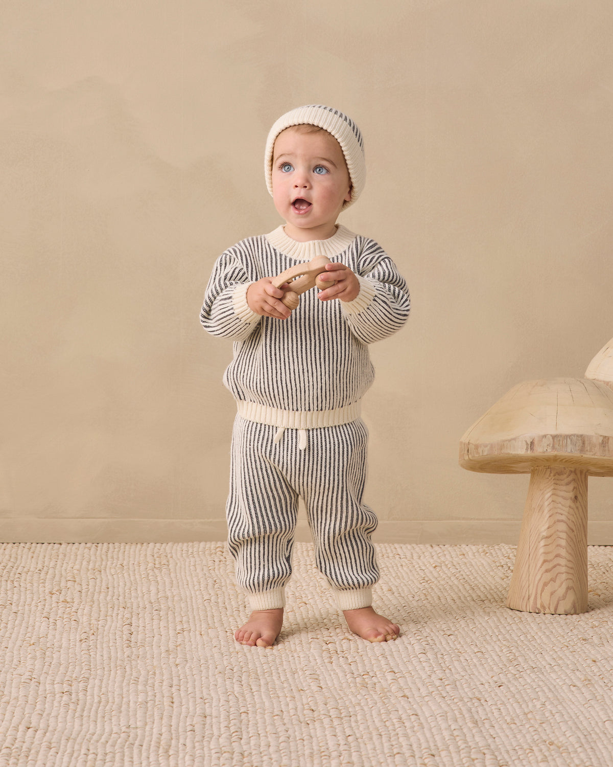 <Quincy mae> RELAXED KNIT SWEATER MIDNIGHT STRIPE