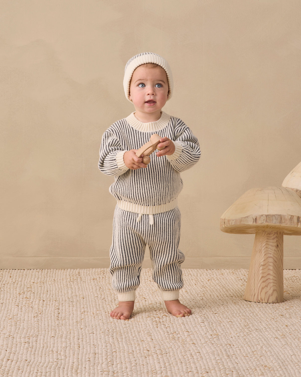 <Quincy mae> RELAXED KNIT SWEATER MIDNIGHT STRIPE