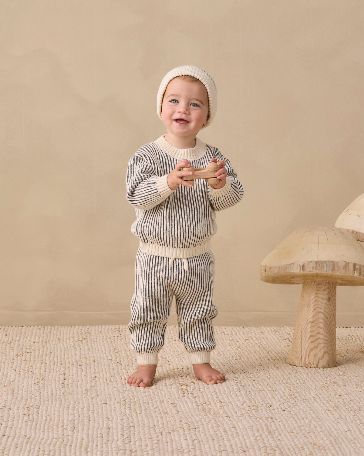 <Quincy mae> RELAXED KNIT SWEATER MIDNIGHT STRIPE