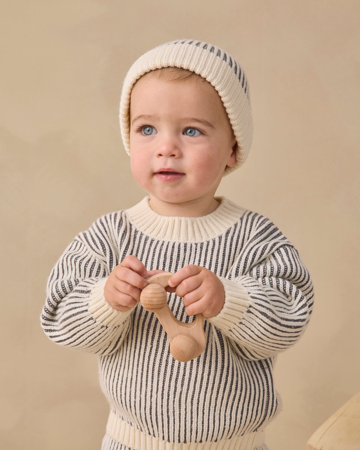 <Quincy mae> RELAXED KNIT SWEATER MIDNIGHT STRIPE