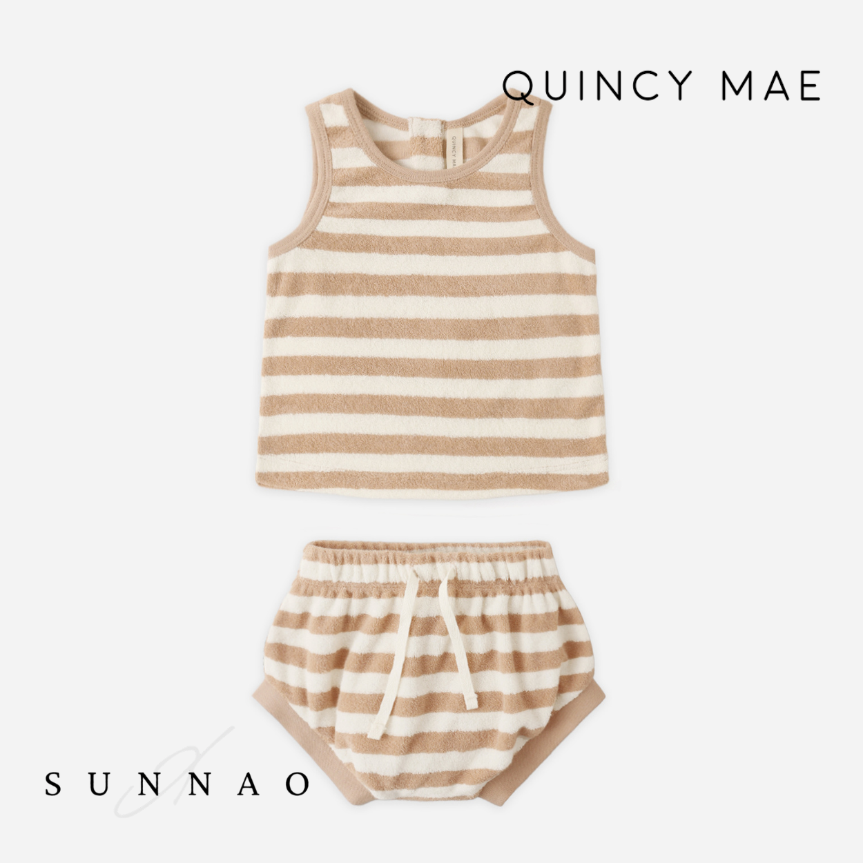 <Quincy mae> TERRY TANK + SHORT SET - LATTE