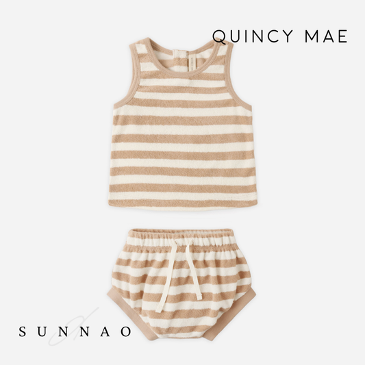 <Quincy mae> TERRY TANK + SHORT SET - LATTE