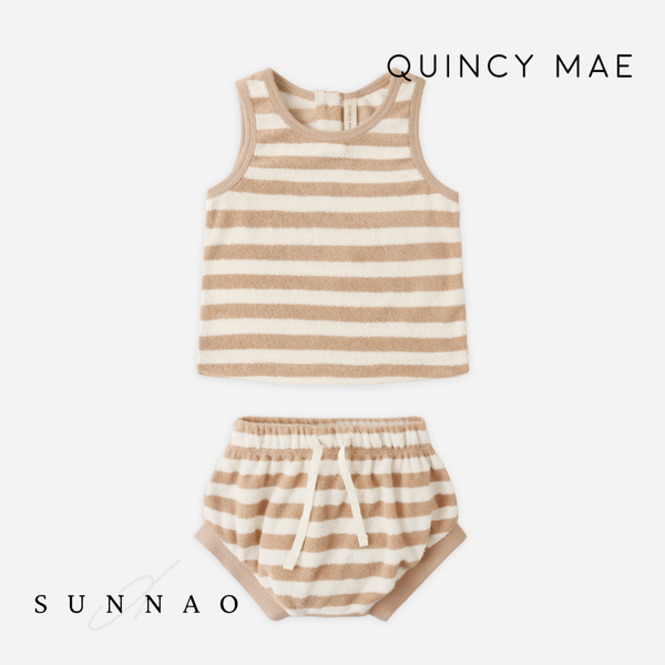 <Quincy mae> TERRY TANK + SHORT SET - LATTE
