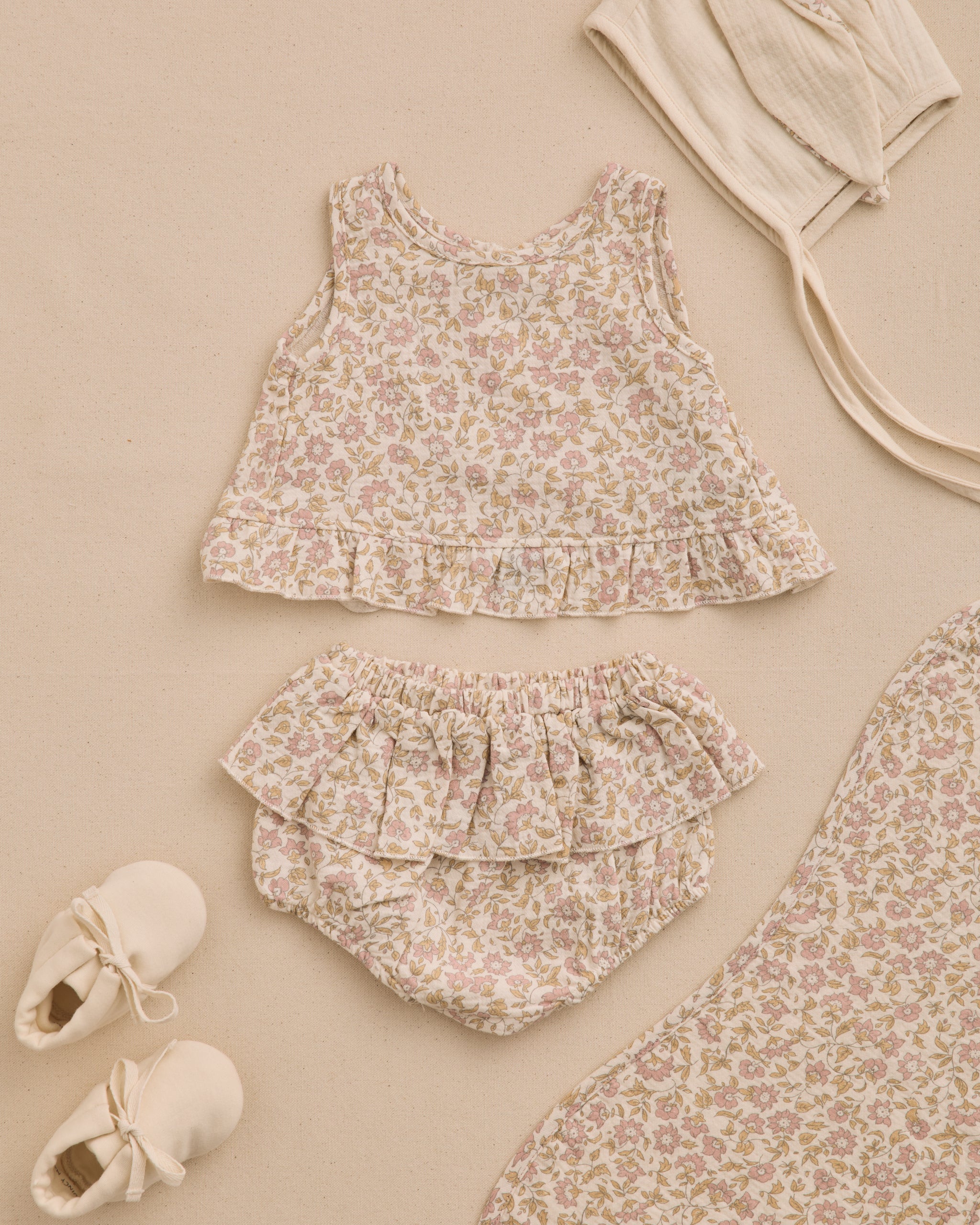<Quincy mae> RUFFLED TULIP TOP + BLOOMER SET - DAHLIA