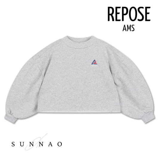 <REPOSE AMS> crop heart sweater -light mixed grey