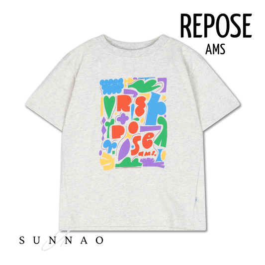 <REPOSE AMS> 56. BOXY TEE - light mixed cream
