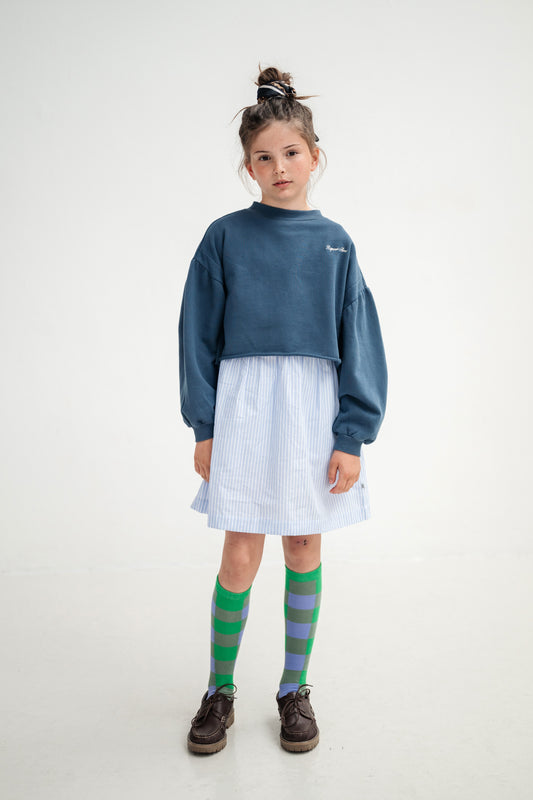 <REPOSE AMS> 21. crop heart sweater - deep sea blue