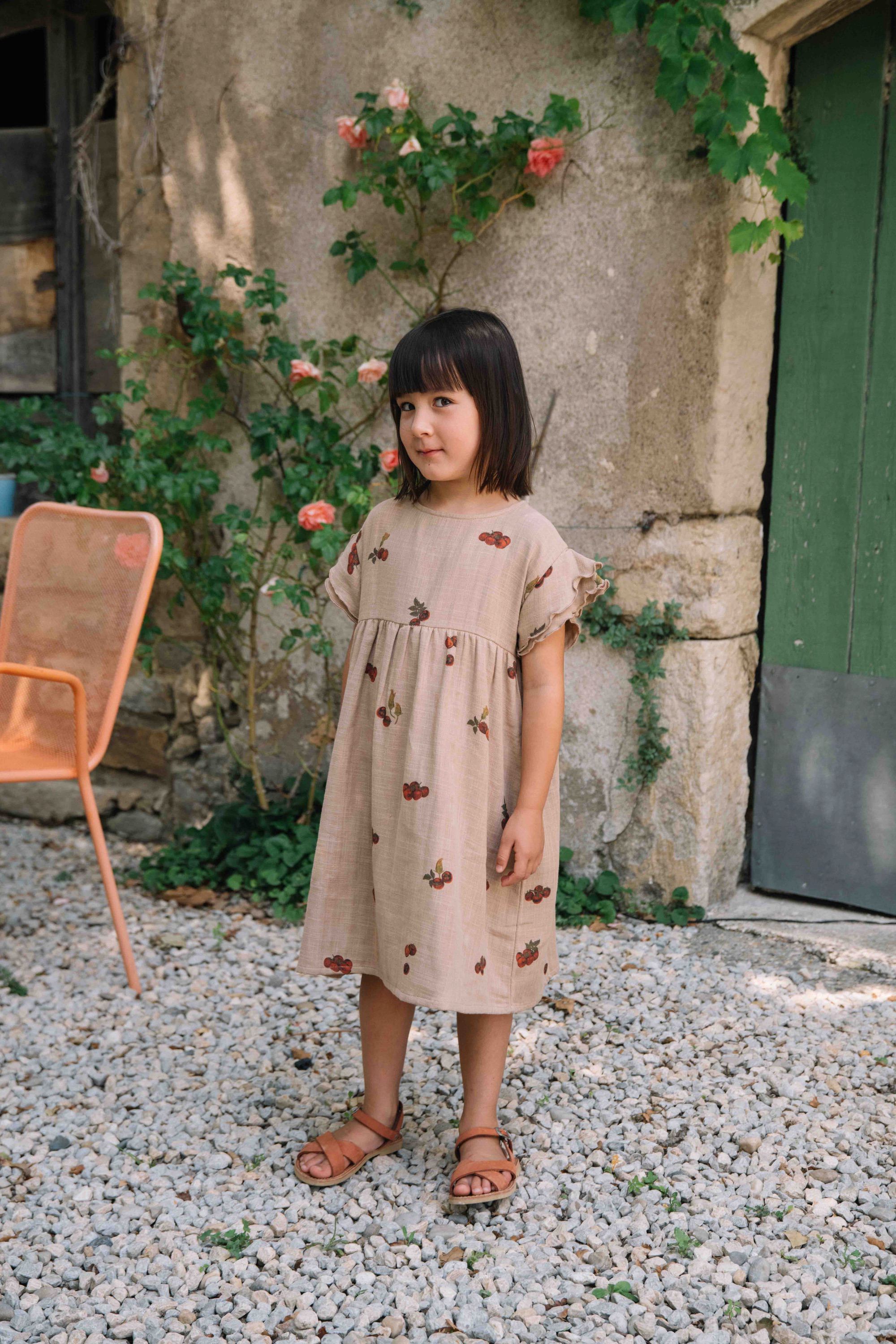 【予約／送料無料】<STUDIO BOHEME PARIS> DRESS COUSINE - NOUGAT / TOMATO（18M-6Y）