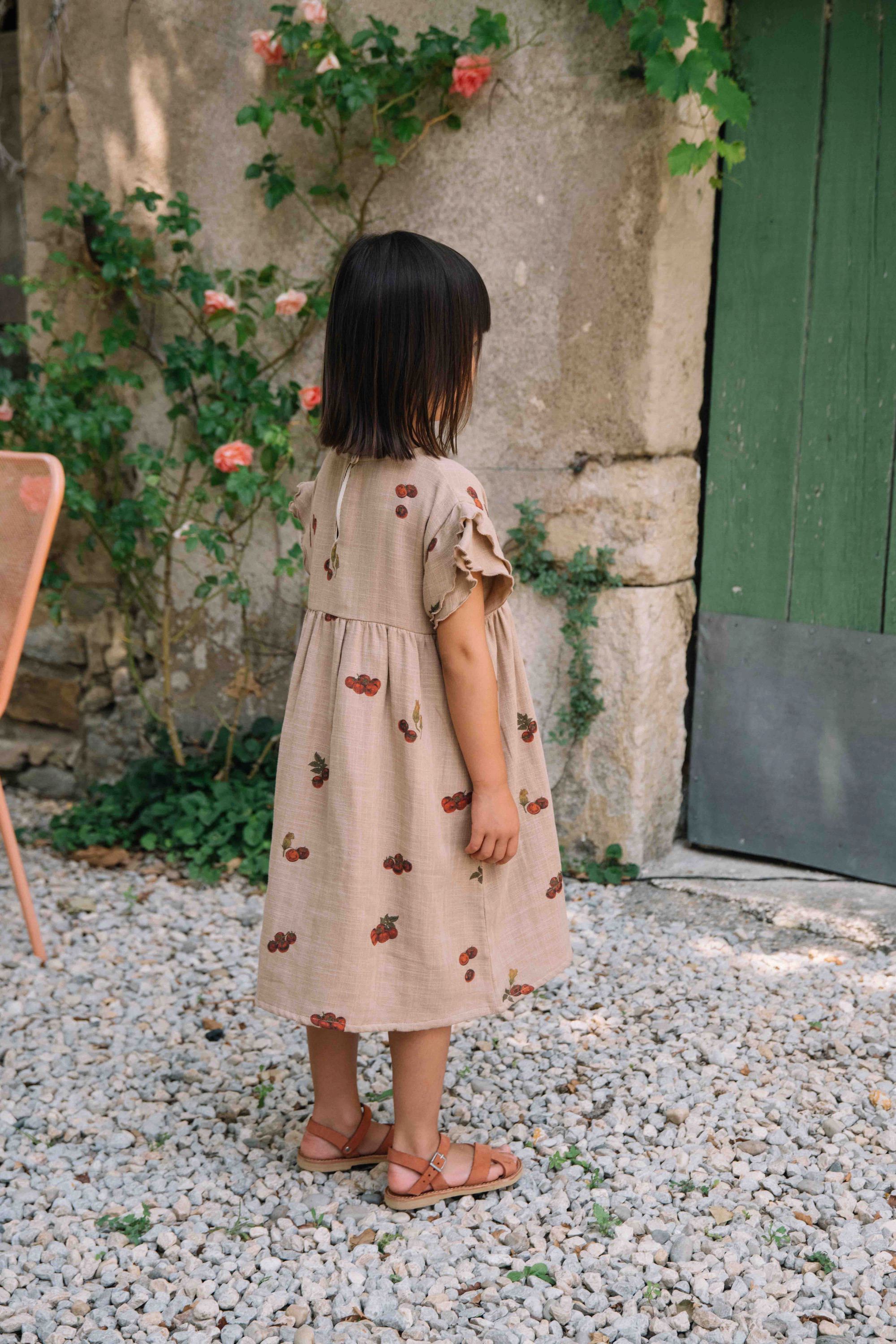 【予約／送料無料】<STUDIO BOHEME PARIS> DRESS COUSINE - NOUGAT / TOMATO（18M-6Y）