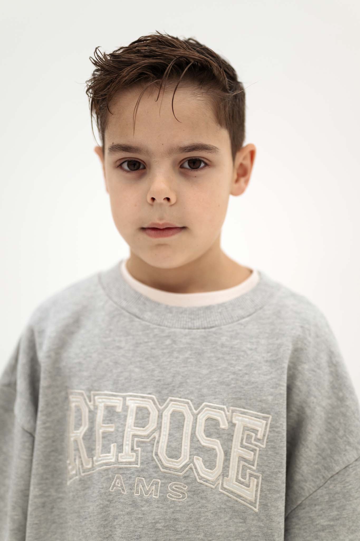 <REPOSE AMS> cozy drop sweater - light mixed grey