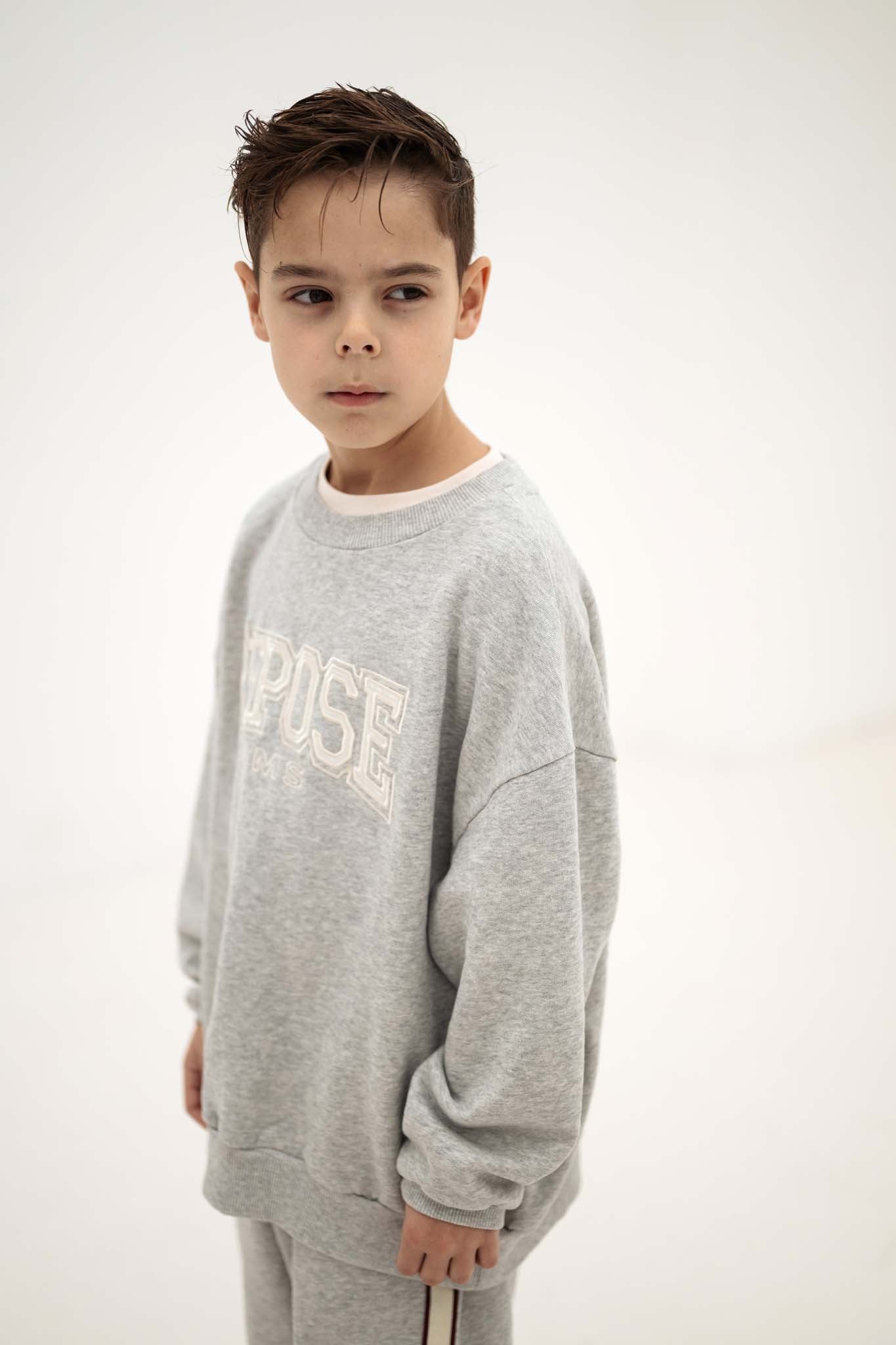 <REPOSE AMS> cozy drop sweater - light mixed grey