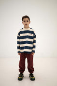 Load image into Gallery viewer, <REPOSE AMS> 23. boxy sweater - eclipse blue block stripe
