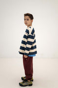 Load image into Gallery viewer, <REPOSE AMS> 23. boxy sweater - eclipse blue block stripe
