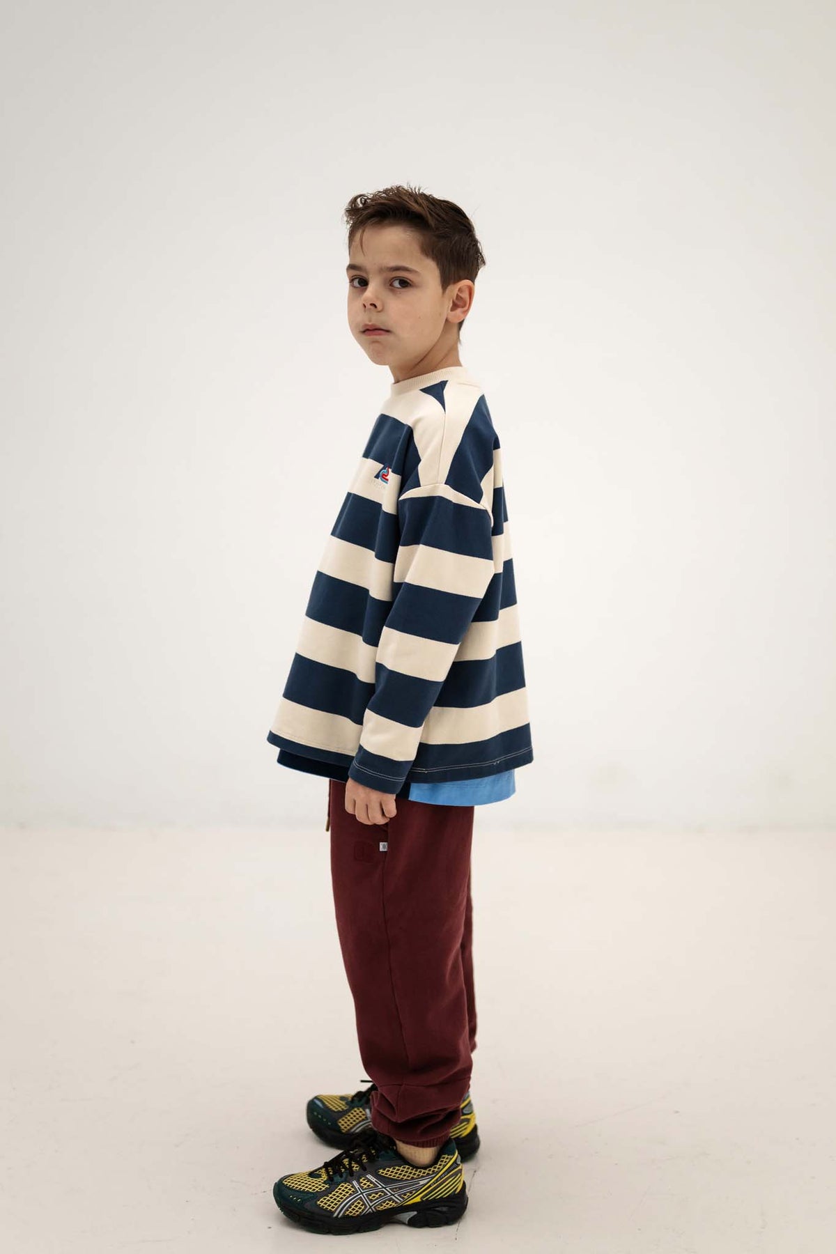 <REPOSE AMS> 23. boxy sweater - eclipse blue block stripe
