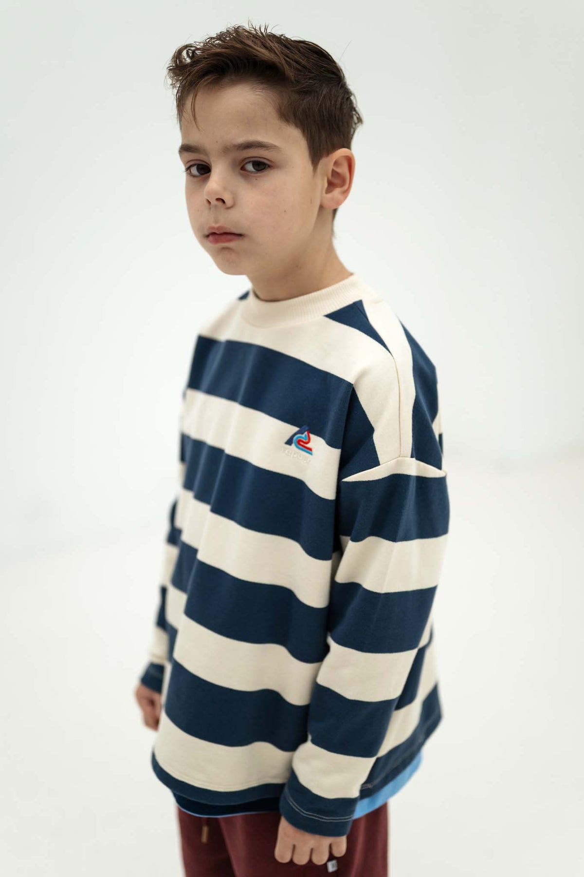 <REPOSE AMS> 23. boxy sweater - eclipse blue block stripe