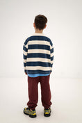 Load image into Gallery viewer, <REPOSE AMS> 23. boxy sweater - eclipse blue block stripe
