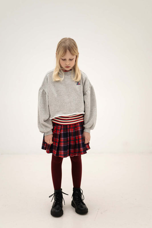 <REPOSE AMS> crop heart sweater -light mixed grey