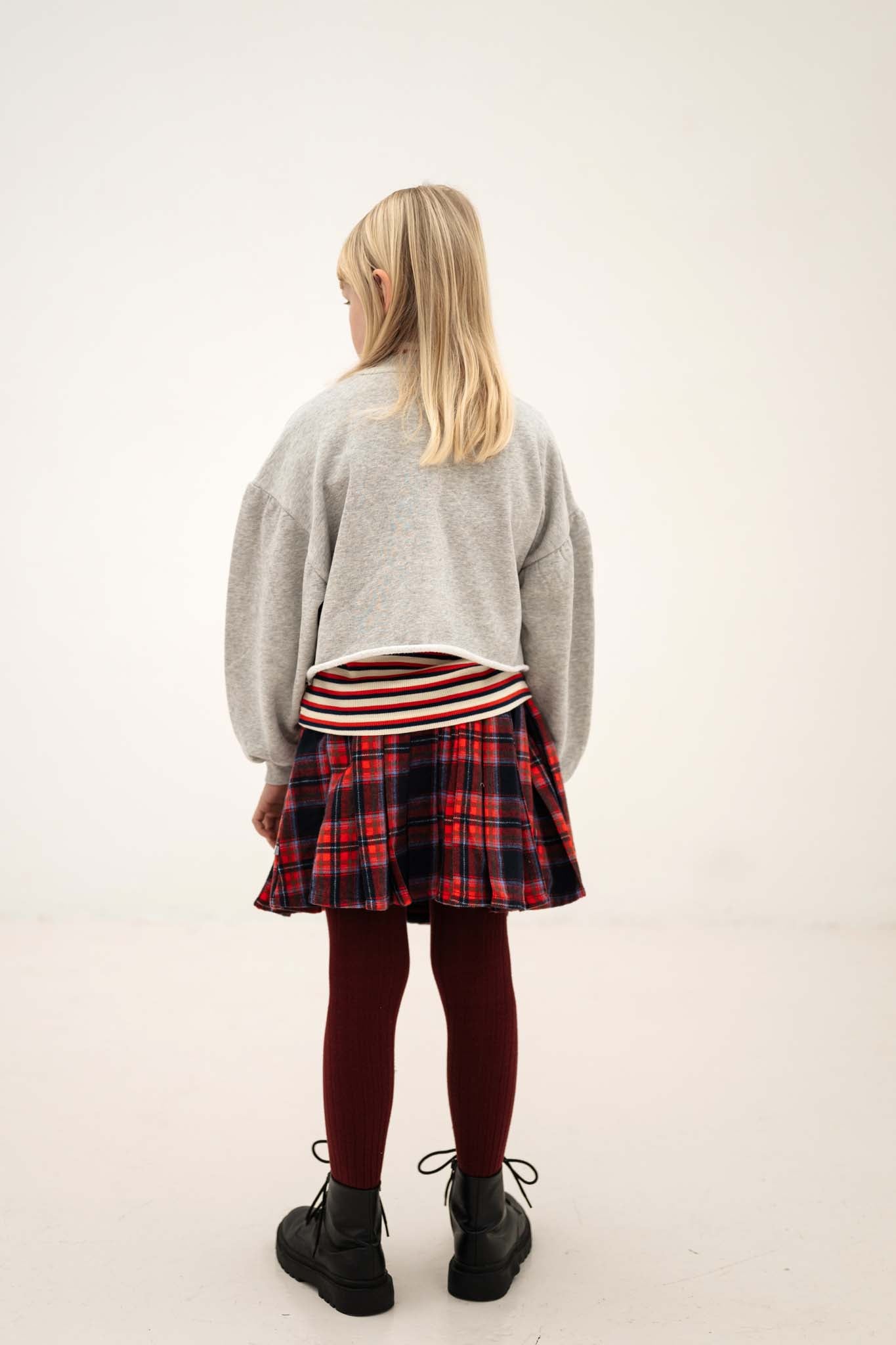 <REPOSE AMS> crop heart sweater -light mixed grey
