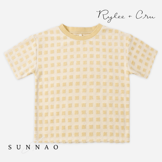 <Rylee + Cru> RELAXED TEE - BUTTERSCOTCH GRID