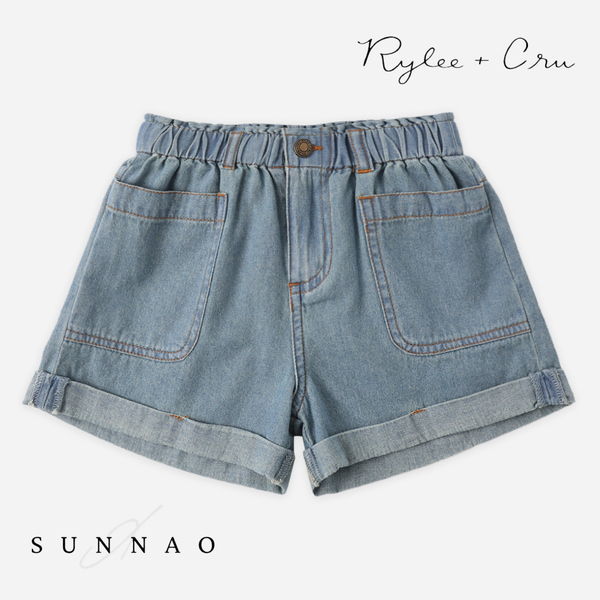 <Rylee + Cru> ALBA SHORT DENIM - WASHED BLUE　