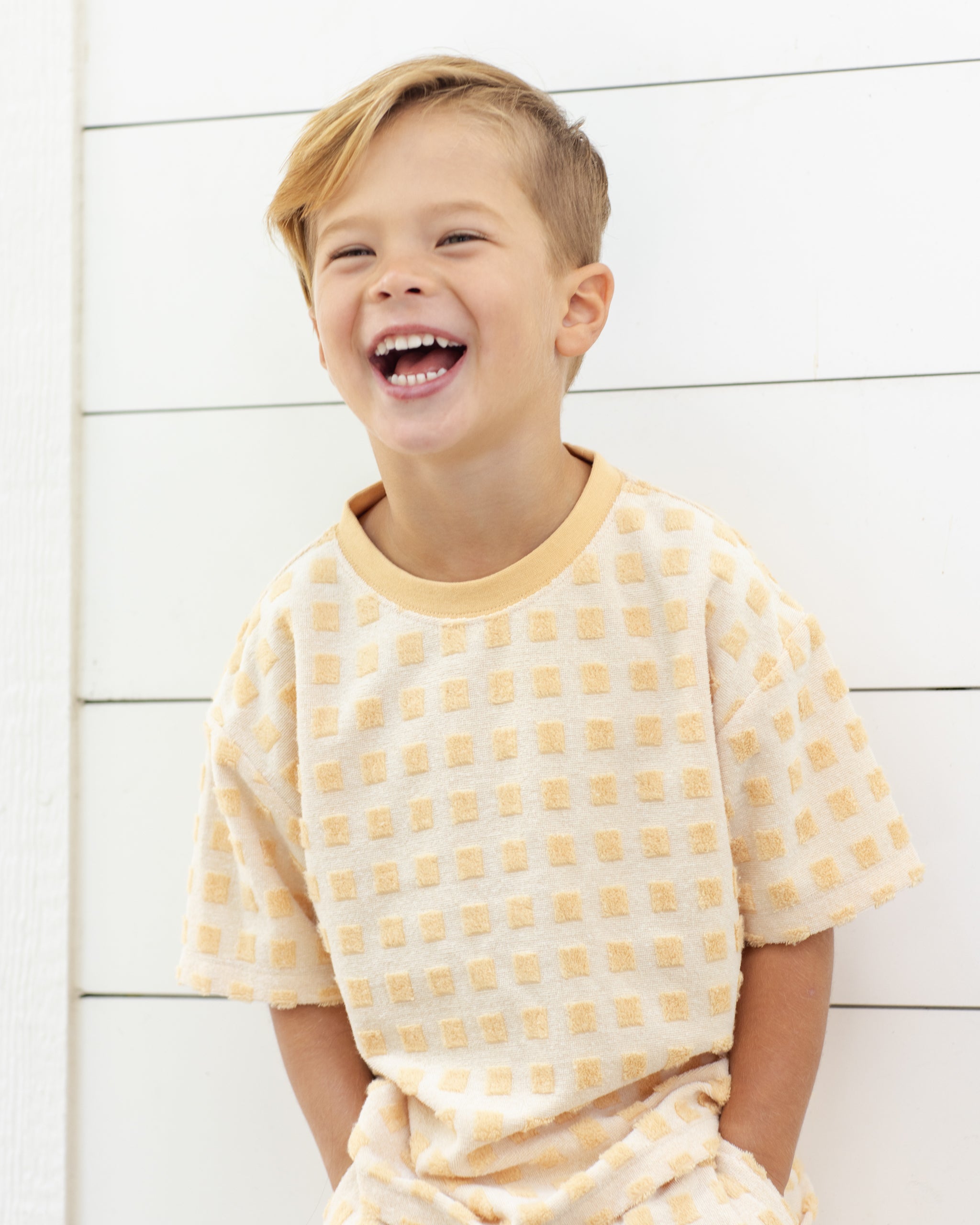 <Rylee + Cru> RELAXED TEE - BUTTERSCOTCH GRID