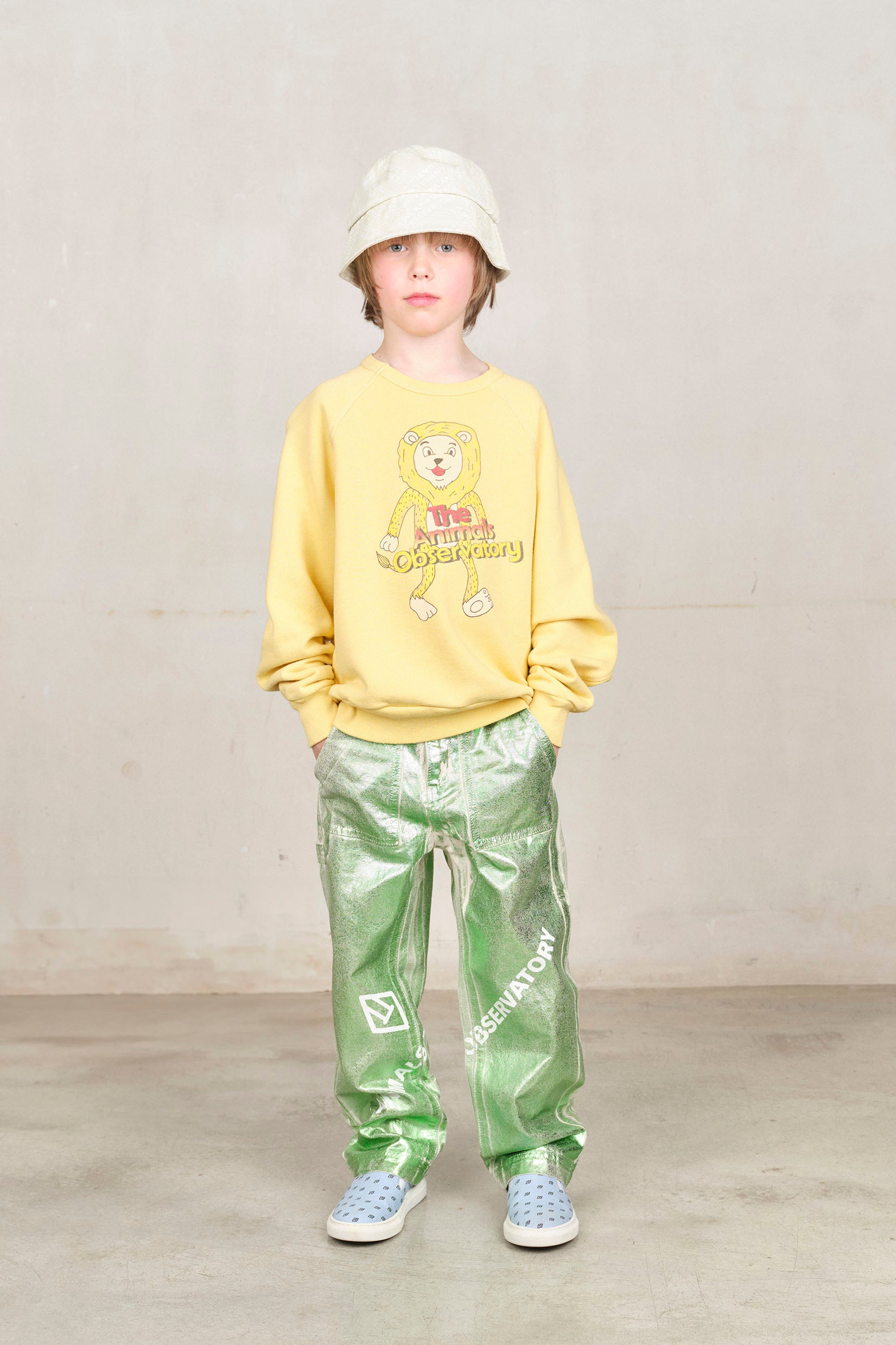 <the animals observatory>SHARK KIDS SWEAT SHIRT - Yellow（2-6Y）